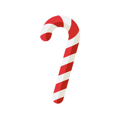 Fototapeta premium Candy Cane, clean flat 2D illustration with a minimal style, isolated on a white background.