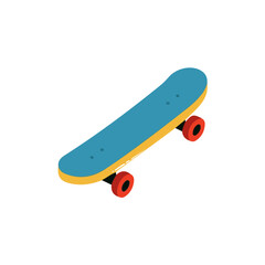 Skateboard, flat 2D illustration, minimal modern design, clean shapes, isolated on a white background. © Antoni