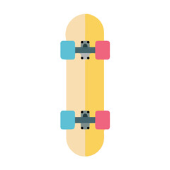 Skateboard, flat 2D graphic illustration in a modern minimal style, isolated on a white background. © Antoni