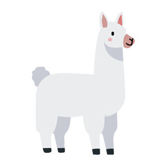 Fototapeta premium Flat 2D illustration of Alpaca, clean vector illustration style, isolated on a white background.