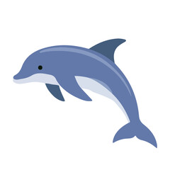 Fototapeta premium Simple flat 2D illustration of Dolphin, modern minimalist artwork, isolated on a white background.