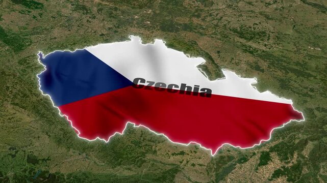 Czechia 3D Map Animation 4K with Flag Political Boundaries Country Borders Geography and Europe Location