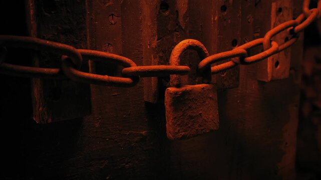 Padlock Broken Or Shot Off Chest In Firelight