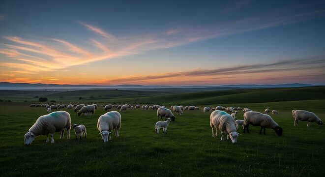 herd of sheep on the pasture