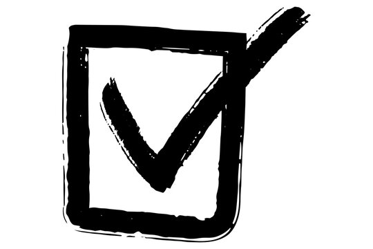 Hand drawn ink checkbox with a tick mark inside for business and survey design