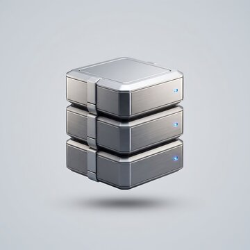 Metallic database server storage unit isolated on clean studio background 3D render