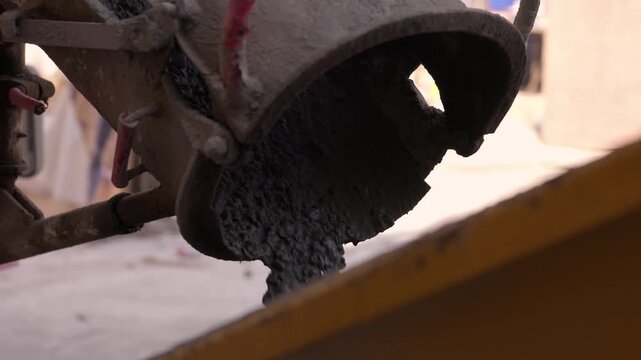Fresh concrete discharged directly from concrete mixer