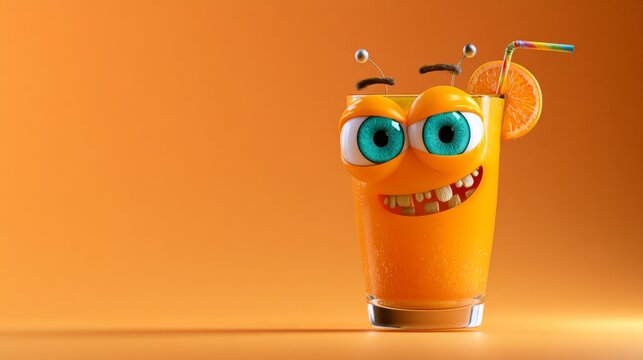Smiling orange food mascot standing on a warm orange background, playful brand character, Halloween food concept. Halloween 