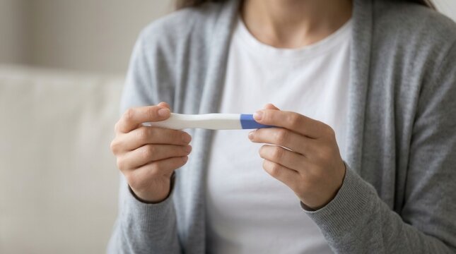 Millennial female expecting baby and undergoing IVF fertility or infertility treatment