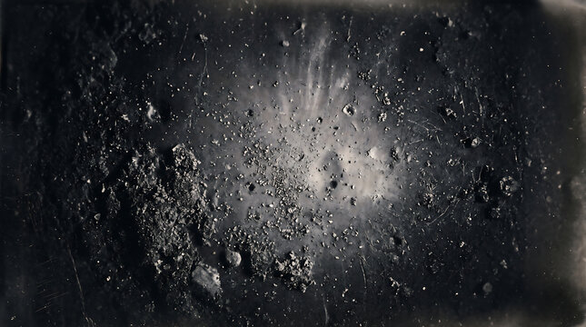 Ultra-detailed lunar surface texture with meteorite impact craters and cosmic dust in high resolution