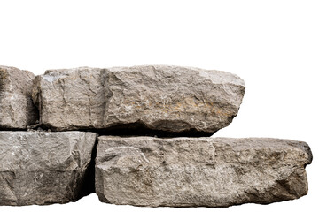 Large rough grey stone block stacked border isolated on transparent background © Julia