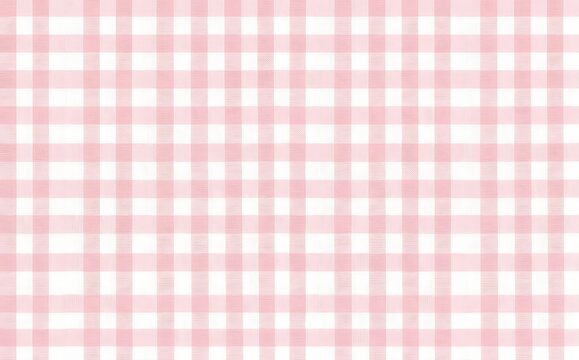 Seamless pink and white checkered gingham pattern background for design projects