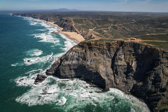 Rugged Coastal Cliffs and Praia da Bordeira Beach, Portugal