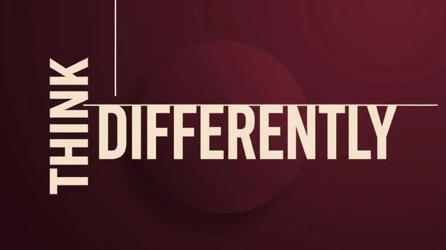 Think Differently motivational text animation, corporate leadership concept video, burgundy geometric background with bold typography