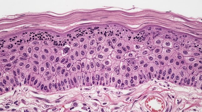 Microscopic cross section of human skin epidermis