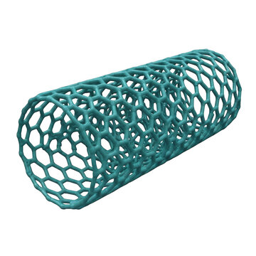 Blue carbon nanotube structure on dark background isolated on transparent background