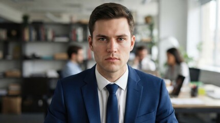 Fototapeta premium Confident businessman looking at camera in office environment