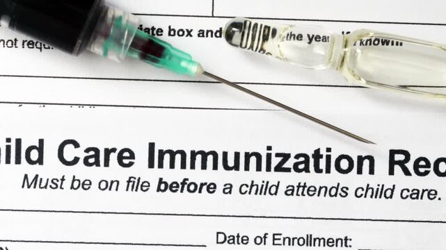 Child care immunization record document