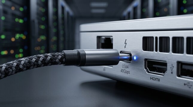Thunderbolt USB4 Workstation Connected to Remote Data Storage