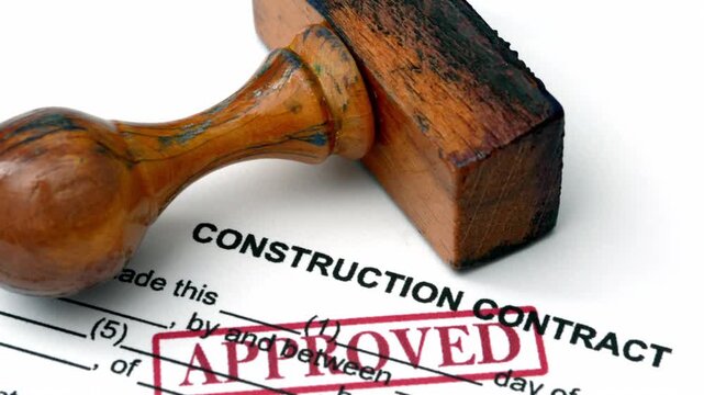 Close up of construction contract approved
