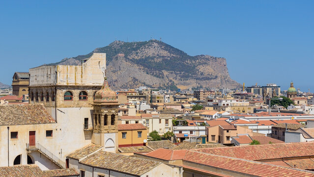 Monte Pellegrino rises above Palermo rooftops in Sicily