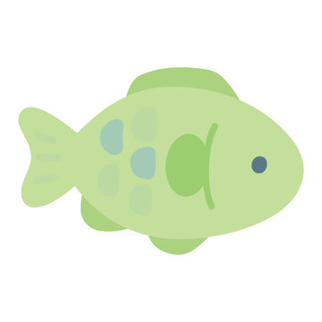 パステルカラーのシンプルな魚（緑色）
