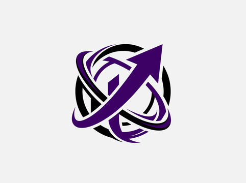 Dynamic Arrow Orbiting Abstract Circular Design