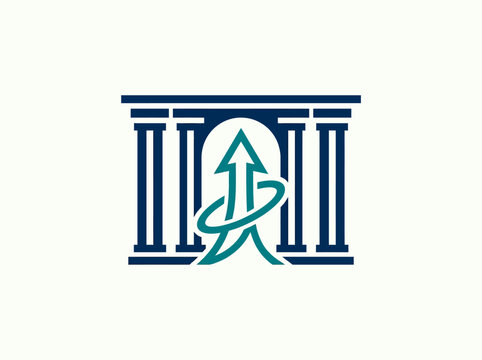 Classic Archway With Upward Arrow And Swirling Lines Emblem