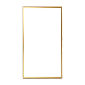 Elegant thin gold rectangular frame border isolated on transparent background