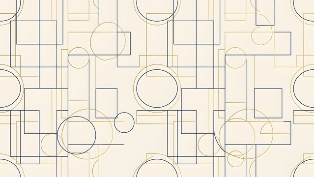 Abstract geometric pattern with circles and rectangles in a minimalist style
