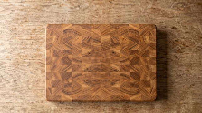 Professional end grain wood butcher block cutting board top view