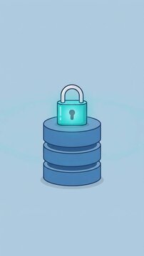 Minimalist database server security padlock motion graphic, ai generated