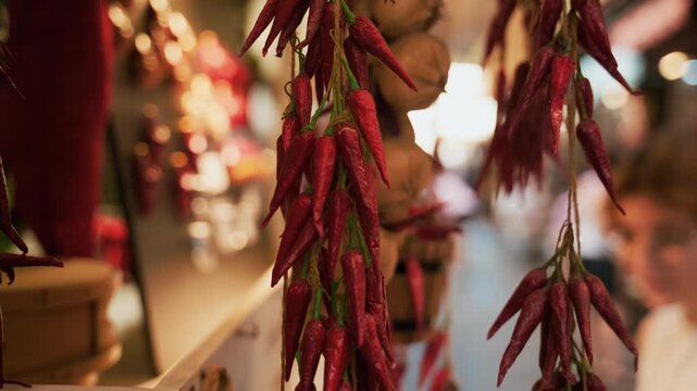 Chili peppers against the evil eye on Naples Nativity scene street
