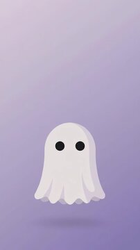 Minimalist cute floating ghost motion graphic for halloween, ai generated