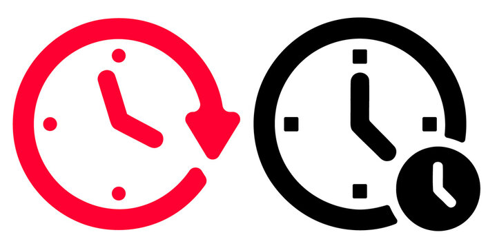 Set of two clock icons representing history and time management concepts on a plain white background