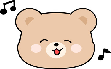 Fototapeta premium Cute Singing Bear Character Face with Music Note