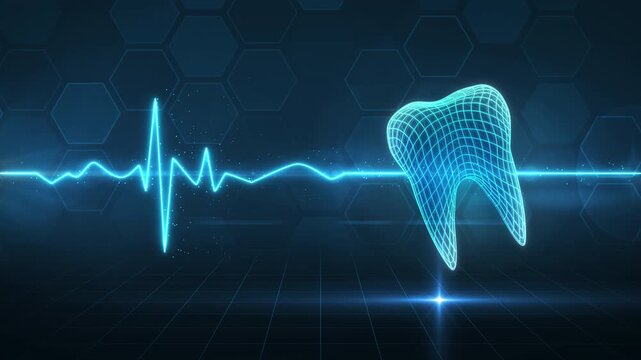 Dental health monitoring with digital heartbeat technology background
