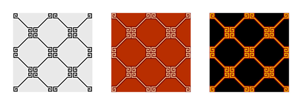 Chinese Geometric Meander Key Ornament Seamless Pattern Background Vector Illustration