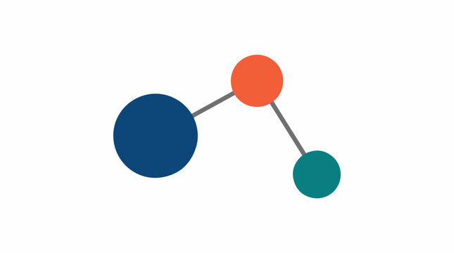 An abstract icon of three circles of different sizes connected by thin straight lines, representing data provenance and ethical chain of custody, network-themed design, trace optimized,