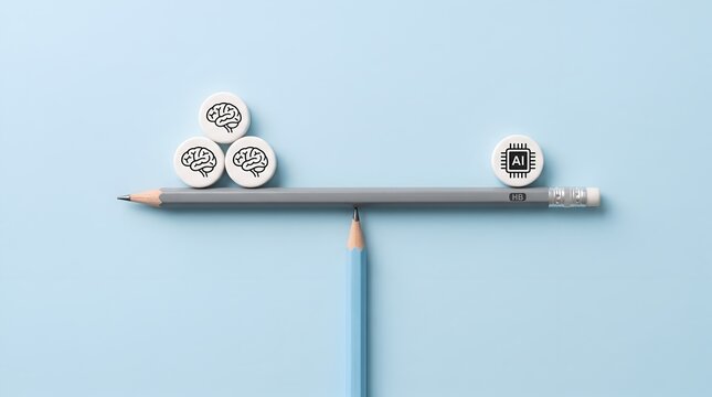 Pencil Teeter Totter Balancing Three Human Brain Discs with Single Artificial Intelligence Chip for Synergy Concept