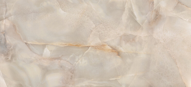 Beige Onyx Alabaster Marble Ceramic Tile Texture Background.