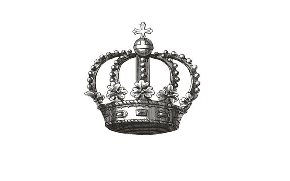 Vintage royal crown engraving, antique silver monarch headpiece illustration, classic heraldic king crown on white background