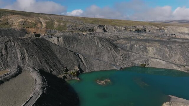 Turquoise Mining Pond at Gold Mining Site in Ananea Peru