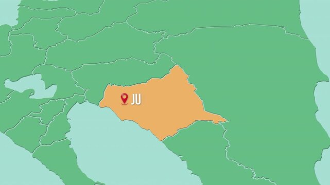 Mapa de Nicaragua con divisi&oacute;n pol&iacute;tica resaltando el departamento de Chontales con su capital Juigalpa