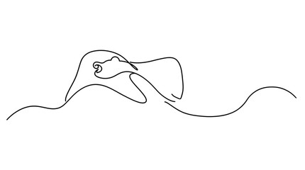 Obraz premium Minimalist Continuous Line Drawing of a Yawning Hippopotamus