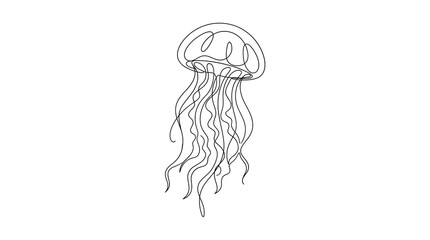 Minimalist Continuous One Line Drawing of a Jellyfish © Akhsan