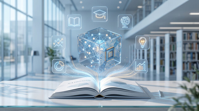 Artificial Intelligence Education With Neural Network Hologram In Modern Library