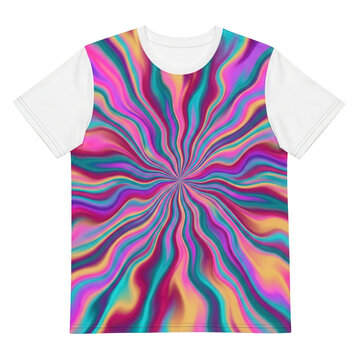 Camiseta com estampa abstrata psicod&eacute;lica e colorida