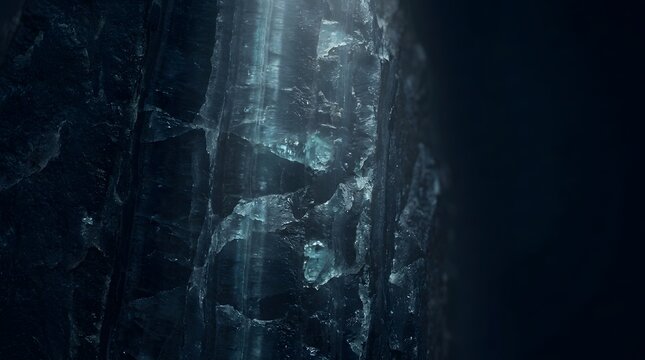 Close up of textured dark blue ice or crystal surface