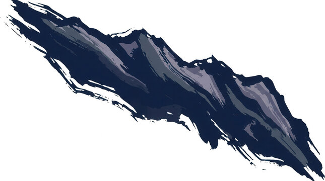 Eine stilisierte, dunkelblaue Bergkette in einem k&uuml;nstlerischen Pinselstrich-Design, isoliert auf einem wei&szlig;en Hintergrund f&uuml;r kreative Grafikprojekte und moderne Illustrationen.